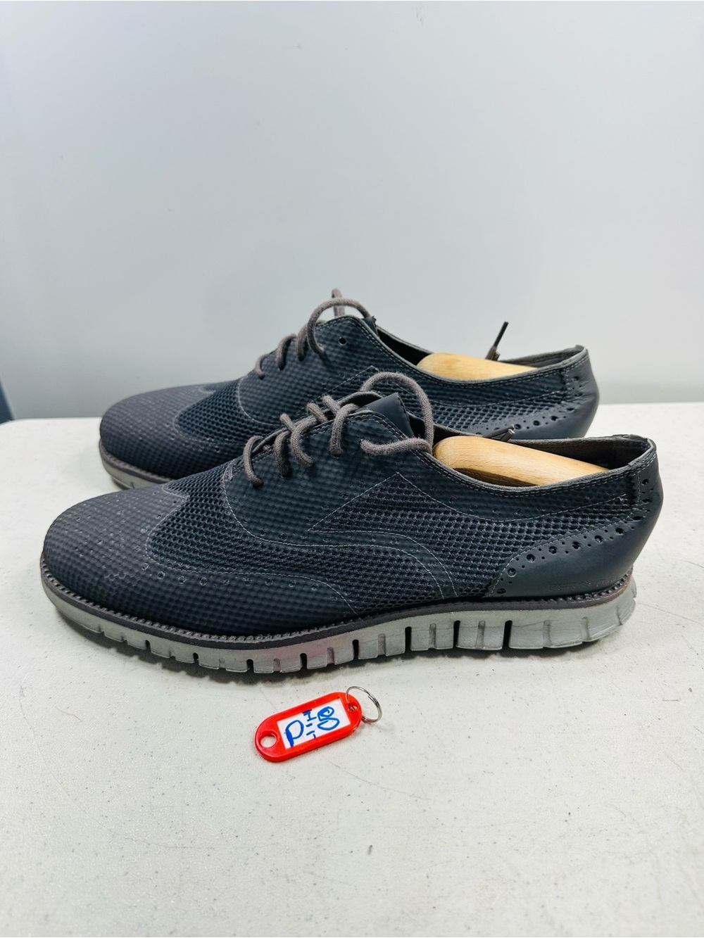 Cole Haan Zerogrand Wingtip Oxfords Mens 10 Gray Leather Mesh Shoes Sneaker